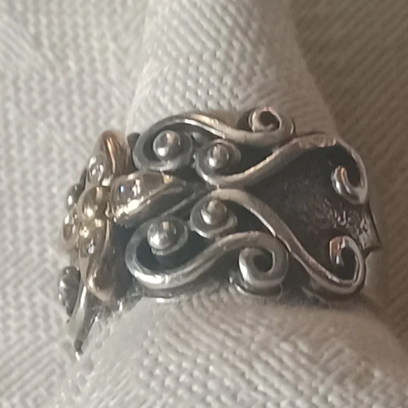 Konstantino Diamond Scroll Ring, SS &18k, Size 5.5 - Picture 7 of 13